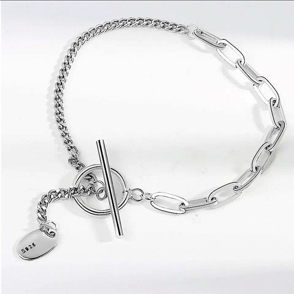 Sterling Silver Minimalist Bracelet, Irregular, Geometric, Dainty, Trendy - Picture 2 of 6